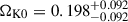 Mathematical equation: $ \Omega_{\mathrm{K0}} = 0.198^{+0.092}_{-0.092} $