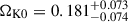 Mathematical equation: $ \Omega_{\mathrm{K0}} = 0.181^{+0.073}_{-0.074} $