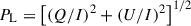 Mathematical equation: $ P_\mathrm{L} = \left[\left(Q/I\right)^2 + \left(U/I\right)^2\right]^{1/2} $