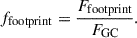 Mathematical equation: $$ \begin{aligned} f_{\rm footprint}=\frac{F_{\rm footprint}}{F_{\rm GC}}. \end{aligned} $$