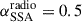 Mathematical equation: $ \alpha^{\mathrm{radio}}_{\mathrm{SSA}} = 0.5 $