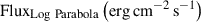 Mathematical equation: $ \mathrm{Flux}_{\mathrm{Log\ Parabola}}\,{\left(\mathrm{erg}\,\mathrm{cm}^{-2}\,\mathrm{s}^{-1}\right)} $
