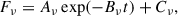 Mathematical equation: $$ \begin{aligned} F_\nu = A_\nu \exp (-B_\nu t) + C_\nu , \end{aligned} $$