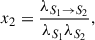 Mathematical equation: $$ \begin{aligned} x_2&= \frac{\lambda _{S_1 \rightarrow S_2}}{\lambda _{S_1}\lambda _{S_2}},\end{aligned} $$