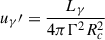 Mathematical equation: $ u_{\gamma}{\prime}=\frac{L_{\gamma}}{4\pi \Gamma^2 R_c^2} $