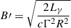 Mathematical equation: $ B{\prime}= \sqrt{\frac{2L_{\gamma}}{c \Gamma^2 R^2}} $