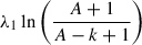 Mathematical equation: $ \lambda_1\ln \left( \frac{A+1}{A-k+1} \right) $