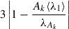 Mathematical equation: $ 3\left|1 - \frac{A_k\langle\lambda_1\rangle}{\lambda_{A_k}}\right| $