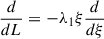 Mathematical equation: $ \frac{d}{dL} = -\lambda_1 \xi \frac{d}{d\xi} $