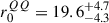 Mathematical equation: $ r_0^{QQ} = 19.6^{+4.7}_{-4.3} $