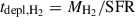 Mathematical equation: $ t_{\mathrm{depl, H_2}} = M_{\mathrm{H_2}}/ \rm SFR $