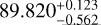 Mathematical equation: $89.820^{+0.123}_{-0.562}$