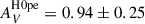 Mathematical equation: $ A_{V}^{\mathrm{H0pe}} = 0.94 \pm 0.25 $