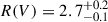 Mathematical equation: $ R(V) = 2.7_{-0.1}^{+0.2} $