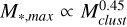 Mathematical equation: $M_{*,max} \propto M_{clust}^{0.45}$