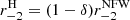 Mathematical equation: $ r_{-2}^{\mathrm{H}} = (1-\delta)r_{-2}^{\mathrm{NFW}} $