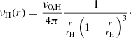 Mathematical equation: $$ \begin{aligned} \nu _{\rm H}(r)=\frac{\nu _{\rm 0, H}}{4\pi } \frac{1}{\frac{r}{r_{\rm H}}\left(1+\frac{r}{r_{\rm H}}\right)^3}\cdot \end{aligned} $$