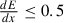 Mathematical equation: $ \tfrac{dE}{dx} \leq 0.5 $