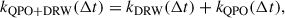 Mathematical equation: $$ \begin{aligned} k_{\rm QPO+DRW}(\Delta t) = k_{\rm DRW}(\Delta t) + k_{\rm QPO}(\Delta t), \end{aligned} $$