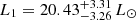 Mathematical equation: $ L_1=20.43^{+3.31}_{-3.26}\,L_\odot $
