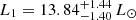 Mathematical equation: $ L_1=13.84^{+1.44}_{-1.40}\,L_\odot $