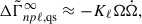 Mathematical equation: $$ \begin{aligned} \Delta \tilde{\Gamma }^\infty _{np\ell ,\mathrm{qs} }\approx -K_\ell \Omega \dot{\Omega }, \end{aligned} $$