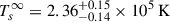 Mathematical equation: $ T^\infty_s = 2.36^{+0.15}_{-0.14}\times 10^5\,\mathrm{K} $