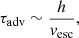 Mathematical equation: $$ \begin{aligned} \tau _{\rm adv} \sim \frac{h}{v_{\rm esc}}, \end{aligned} $$