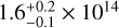 Mathematical equation: $1.6_{ - 0.1}^{ + 0.2} \times {10^{14}}$