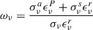 Mathematical equation: $$ \begin{aligned} \omega _\nu = \frac{\sigma _\nu ^a \epsilon _\nu ^P + \sigma _\nu ^s \epsilon _\nu ^r}{\sigma _\nu \epsilon _\nu ^r} \end{aligned} $$