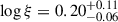 Mathematical equation: $ \log \xi=0.20^{+0.11}_{-0.06} $