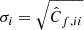 Mathematical equation: $ \sigma_i = \sqrt{\hat{C}_{f,ii}} $