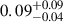 Mathematical equation: $ 0.09^{+0.09}_{-0.04} $
