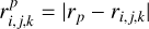 Mathematical equation: $r_{i,j,k}^p = \left| {{r_p} - {r_{i,j,k}}} \right|$