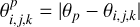 Mathematical equation: $\theta _{i,j,k}^p = \left| {{\theta _p} - {\theta _{i,j,k}}} \right|$