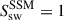 Mathematical equation: $ S_{\mathrm{sw}}^{\mathrm{SSM}} = 1 $