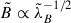 Mathematical equation: $ \tilde B\propto \tilde \lambda_B^{-1/2} $