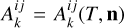 Mathematical equation: $A_k^{ij} = A_k^{ij}(T,{\bf{n}})$