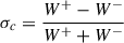 Mathematical equation: $$ \begin{aligned} \sigma _c = \frac{W^{+}-W^{-}}{W^{+}+W^{-}} \end{aligned} $$