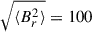 Mathematical equation: $ \sqrt{\langle B_r^2 \rangle}=100 $