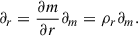 Mathematical equation: $$ \begin{aligned} \partial _r = \frac{\partial m}{\partial r}\partial _m = \rho _r\partial _m. \end{aligned} $$
