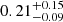 Mathematical equation: $ 0.21^{+0.15}_{-0.09} $