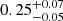 Mathematical equation: $ 0.25^{+0.07}_{-0.05} $