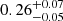 Mathematical equation: $ 0.26^{+0.07}_{-0.05} $