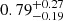 Mathematical equation: $ 0.79^{+0.27}_{-0.19} $