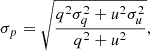 Mathematical equation: $$ \begin{aligned} \sigma _{p}=\sqrt{\frac{q^2\sigma _q^2+u^2\sigma _u^2}{q^2+u^2}}, \end{aligned} $$