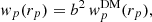 Mathematical equation: $$ \begin{aligned} w_p(r_p) = b^2 \, w_p^{\mathrm{DM} }(r_p), \end{aligned} $$