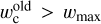 Mathematical equation: $w_{\rm{c}}^{{\rm{old}}} > {w_{\max }}$
