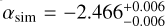 Mathematical equation: ${\alpha _{{\rm{sim}}}} = - 2.466_{ - 0.006}^{ + 0.006}$