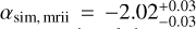 Mathematical equation: ${\alpha _{{\rm{sim,mrii}}}} = - 2.02_{ - 0.03}^{ + 0.03}$
